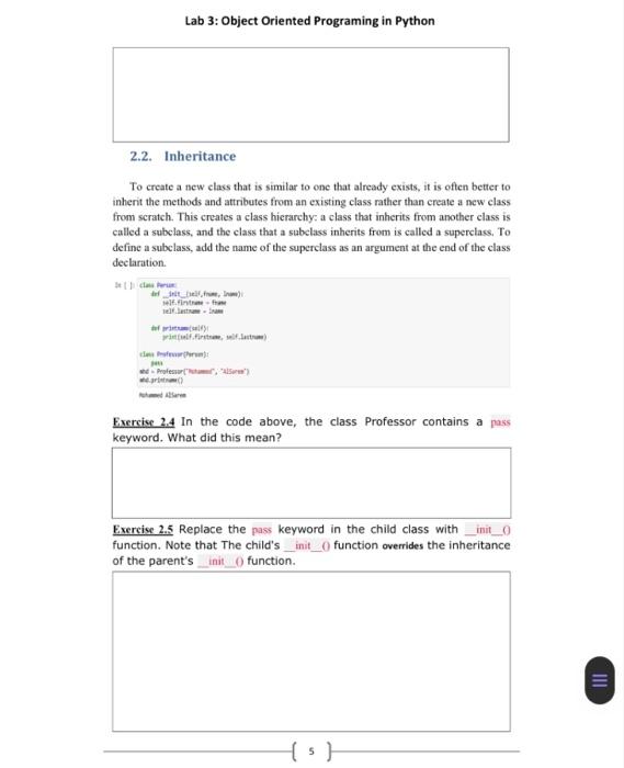 the rest i want the answer for 2.3 Lab 3: Object Oriented