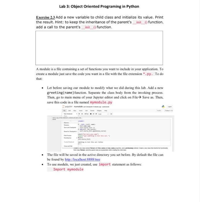 Programing in Python Exercise 2.3 Add a new variable to child class