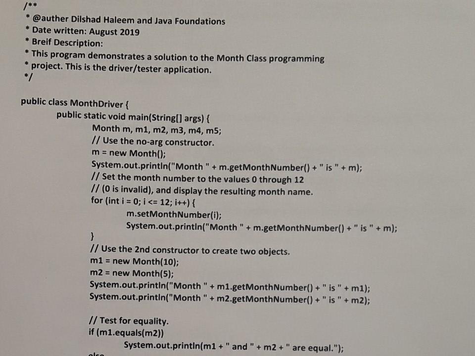 should have an int field named monthNumber that holds the number of