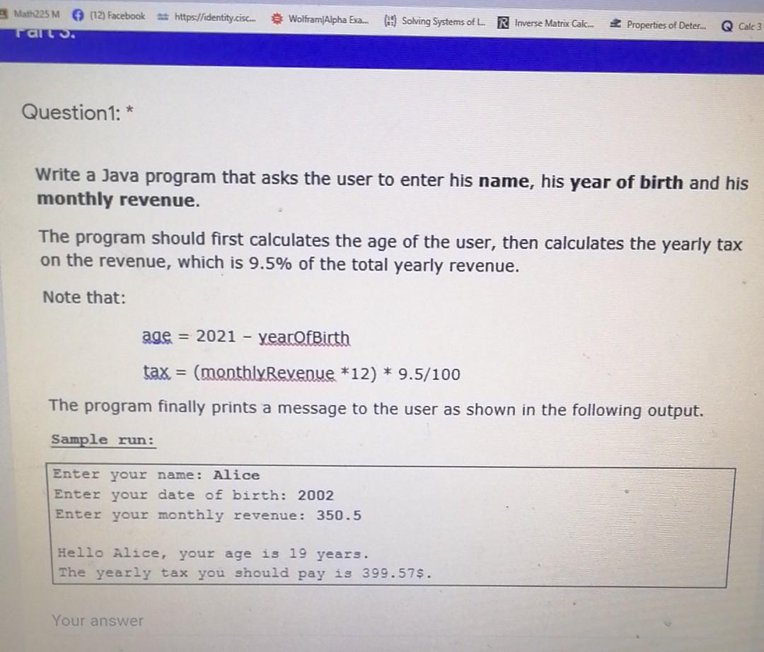  Math225 M (12) Facebook https:/fidentity.cisc... WolframfAlpha Exa... (Solving Systems of L