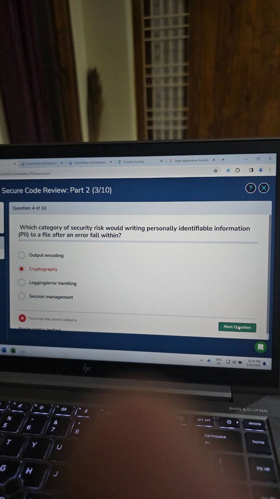  Secure Code Review: Part 2(3/10) Question 4 of 10 Which category