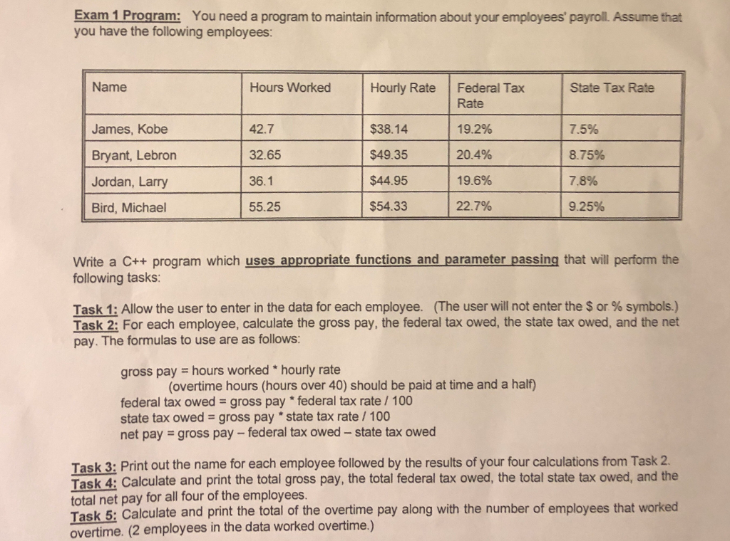 Write a C++ program which uses appropriate functions and parameters passing that