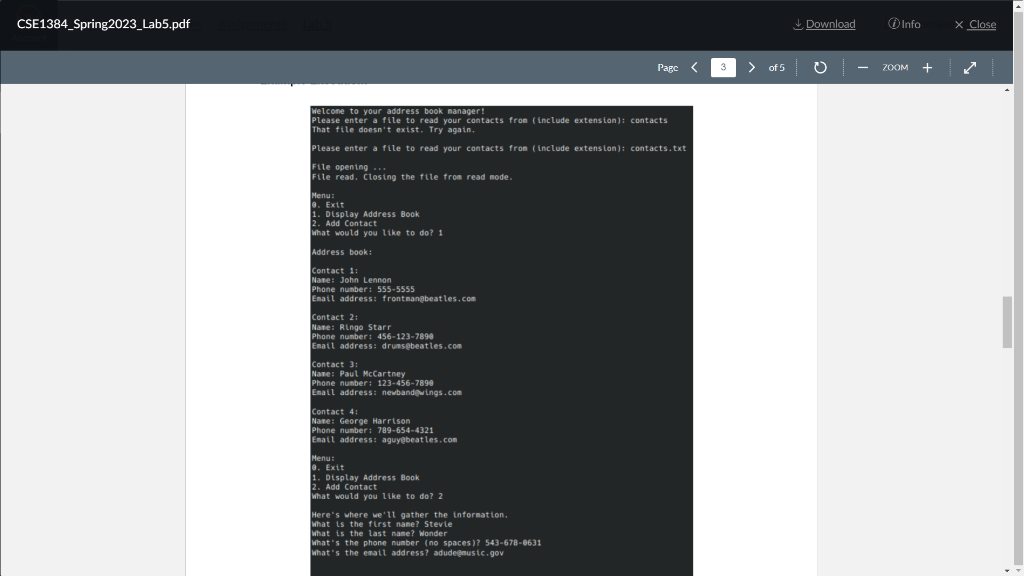 class to aid in creating an address book to manage the user's