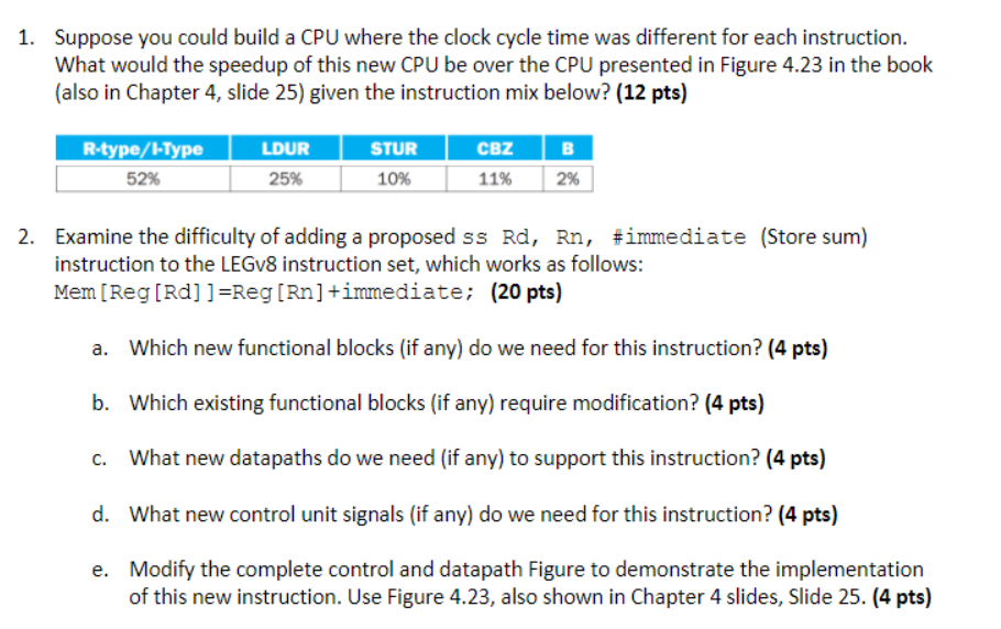  Suppose you could build a CPU where the clock cycle time
