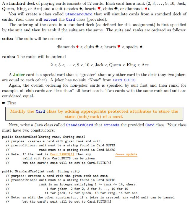 //Card Class public abstract class Card implements Comparable{ /* handy arrays