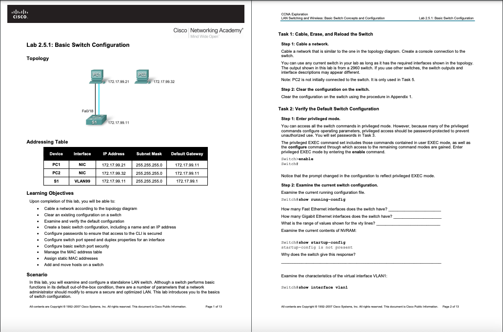  CISCO CCNA Exploration LAN Switching and Wireless: Basic Switch Concepts and