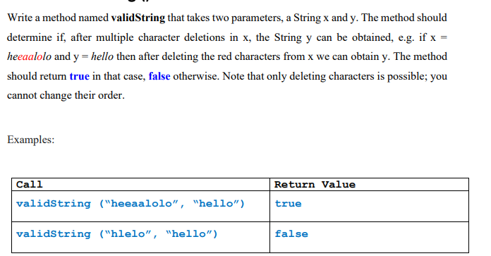 Java please. No Scanner Method, No System.out.println statements should appear in