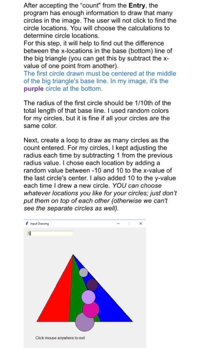a drawing by using interactive input from mouse clicks and Entry objects.