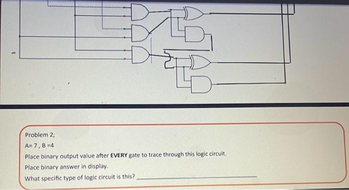 trace through this logic circuit. Place the binary answer in display. What