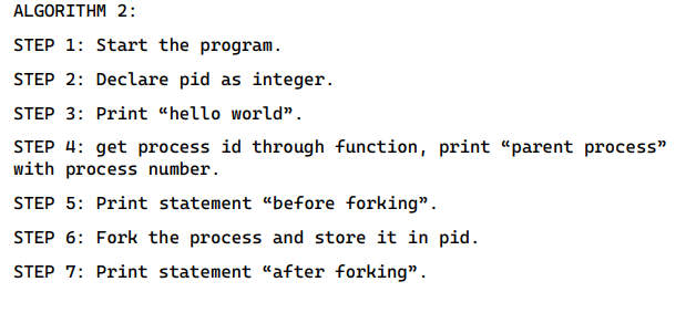 where a child is created to execute a command using fork() and