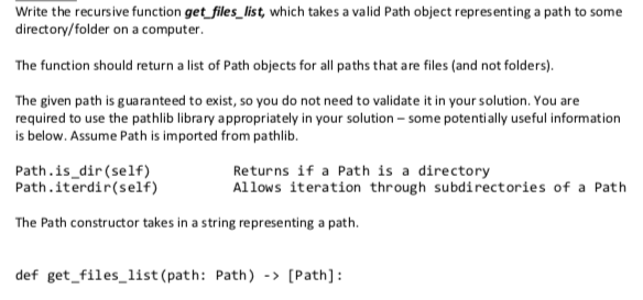 1. 2. Write the recursive function get files list, which takes a