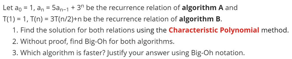  = = Let 20 = 1, an = 5an-1 + 3"