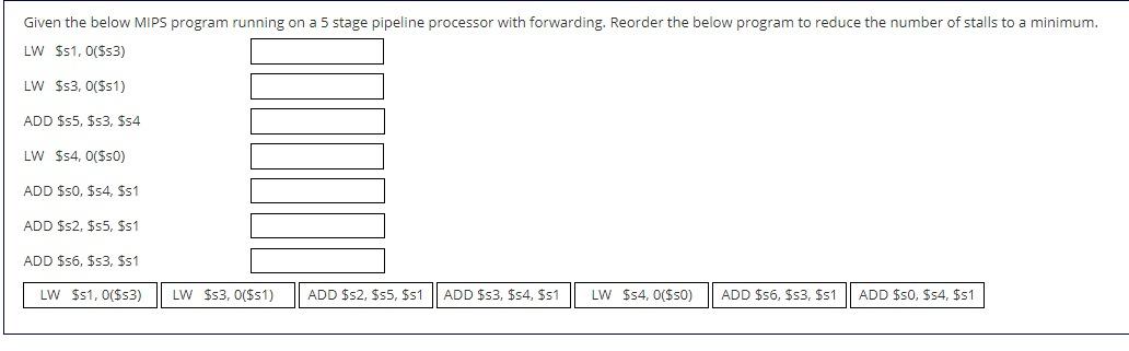 Given the below MIPS program running on a 5 stage pipeline