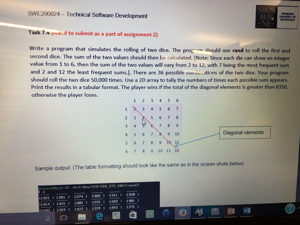 USE SUBLIME TEXT! (C++) SWE200024- Technical Software Development SWINBURNE BUR TECHNOLOGr Task