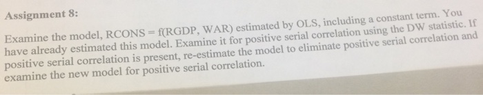  Econometrics Use a computer and eviews software and use the second