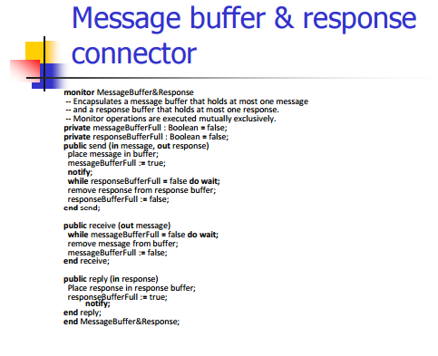 language. The following figure depicts a message buffer and response connector class,