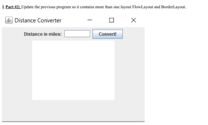 Write a java program that creates the following interface. v Track the
