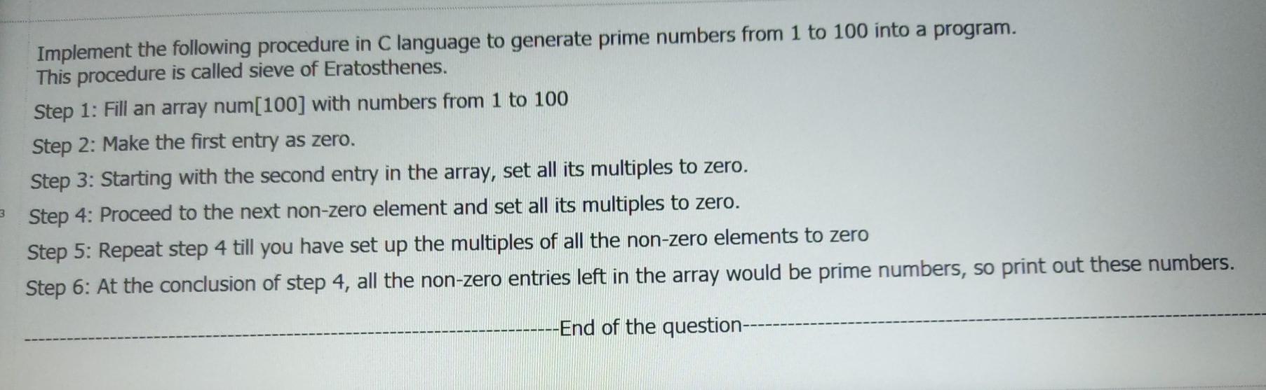  plz ans quickly, c programming Implement the following procedure in C