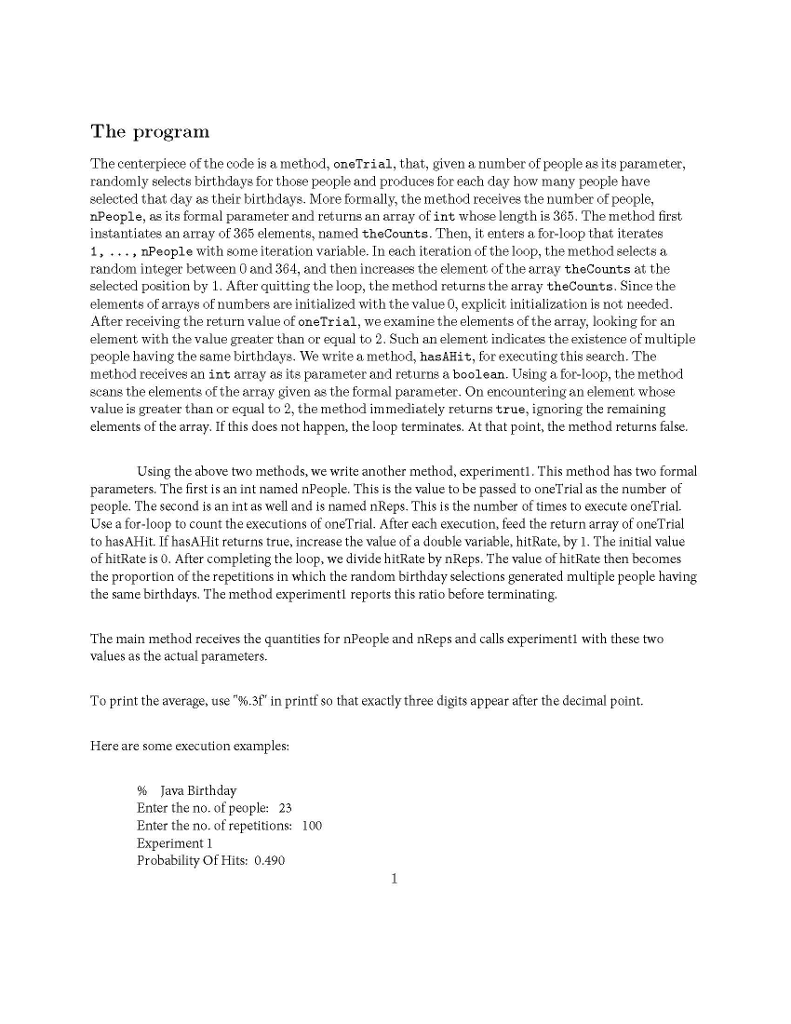 Need help writing a java Birthday Paradox code using arrays. I've posted