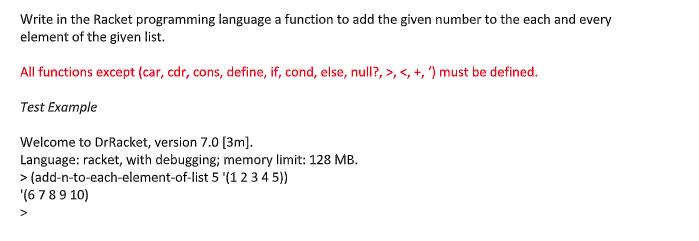  Write in the Racket programming language a function to add the