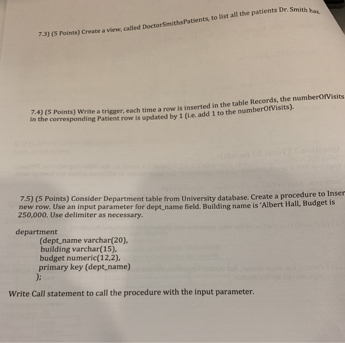 1.1, 1.2, 1.3 and 1.4 based on the following schema. Primary keys