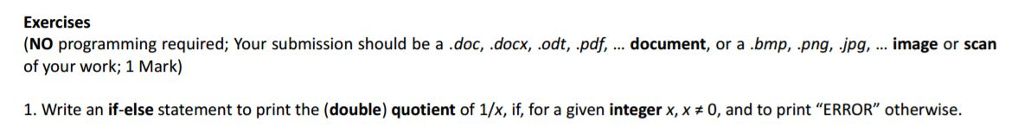 (No programming required; Your submission should be a .doc, .docx, .odt,