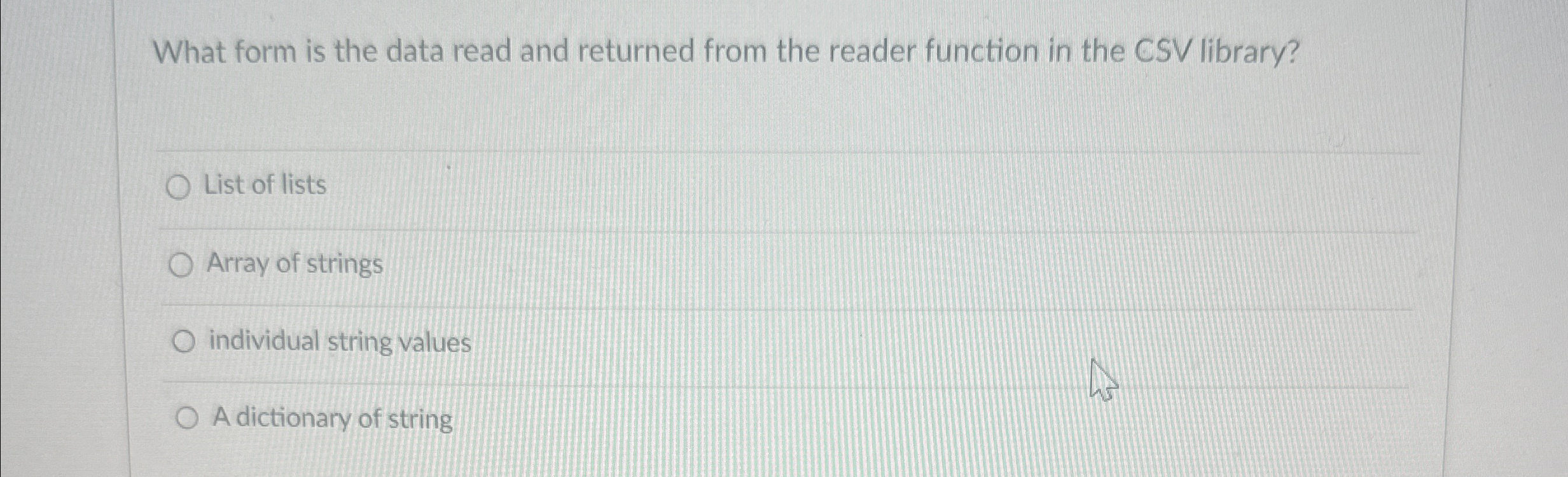  What form is the data read and returned from the reader