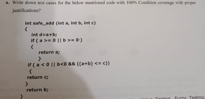  Write down test cases for the below mentioned code with 100%