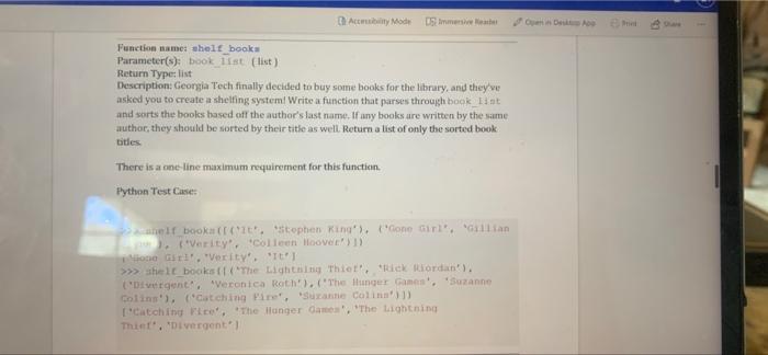 please do in one line Accm Mode De Function name: shelf books