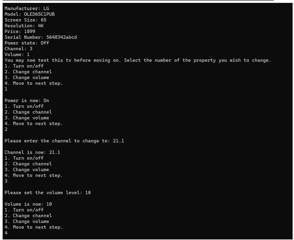 are: Manufacturer Model Screen Size Resolution Price Serial Number Power (i.e. on