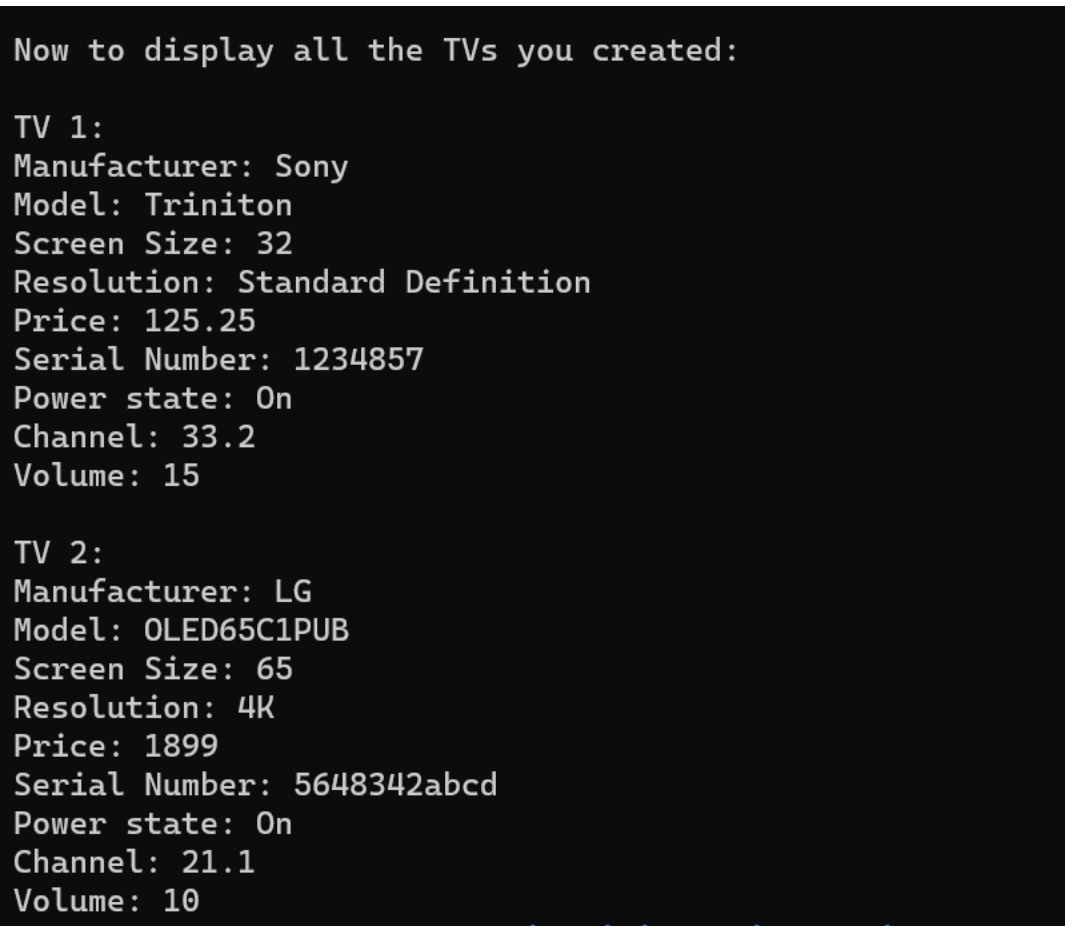 or off) Channel Volume Create a constructor for the class that receives