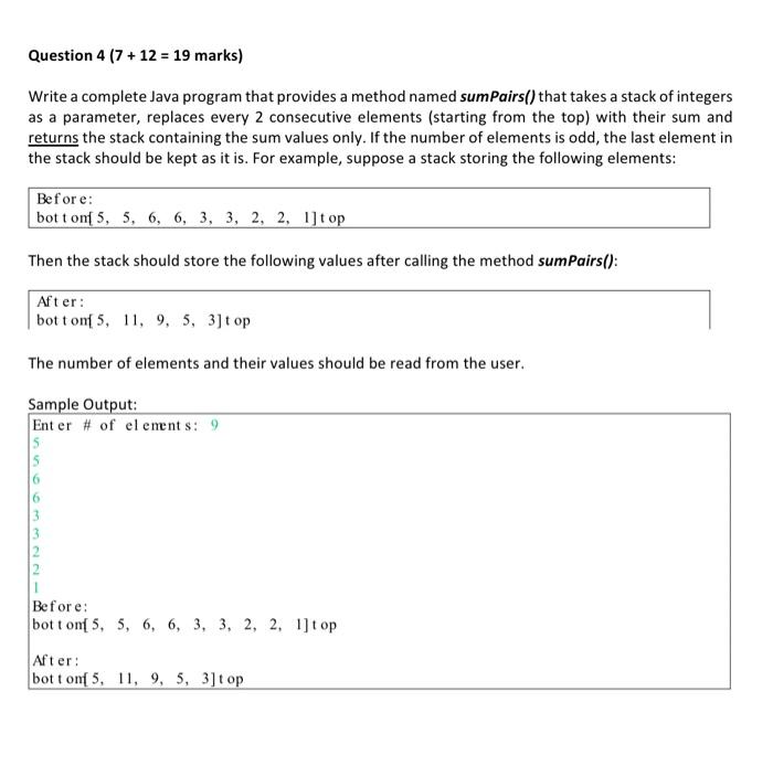 Question 4 (7 + 12 = 19 marks) Write a complete