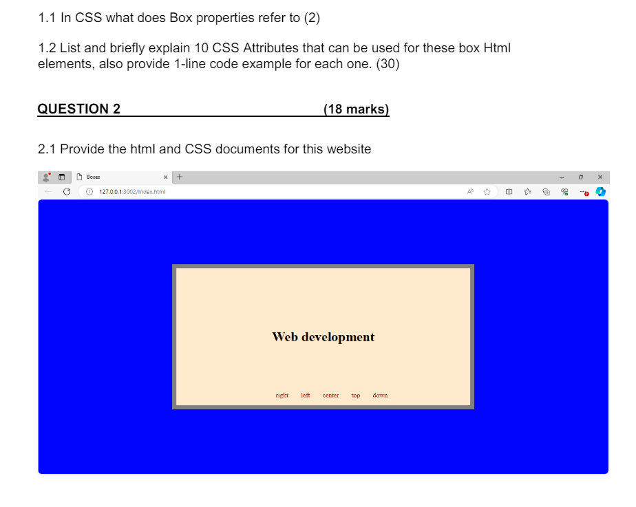  List and briefly explain 10 CSS Attributes that can be used