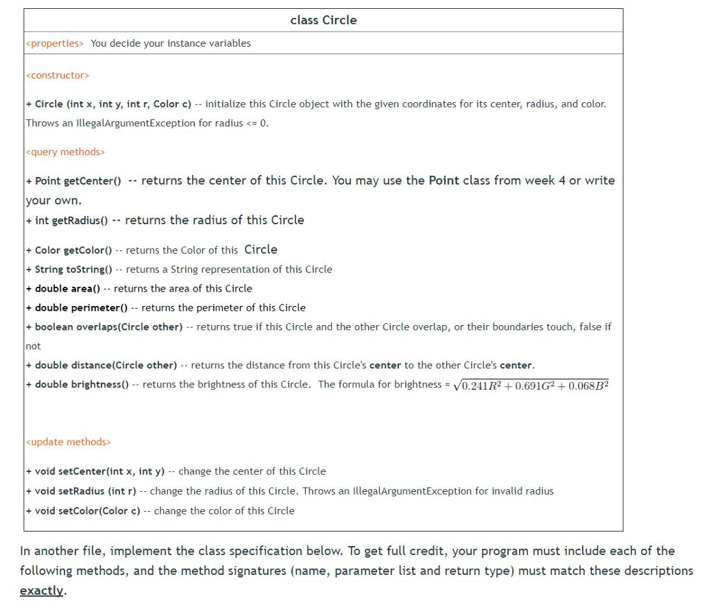 Circles You have been hired by a company to write a program