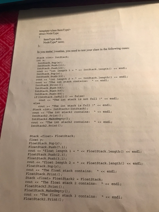 on how to use linked list with a stack and queue class.
