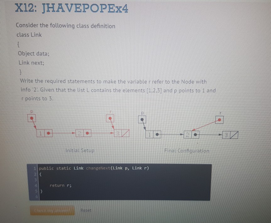 Use a singie assignment statement to make the variable p refer to