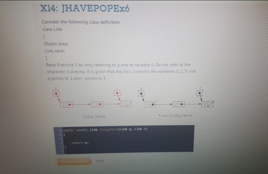 points to public static Link cang(Link p, Link r) return p