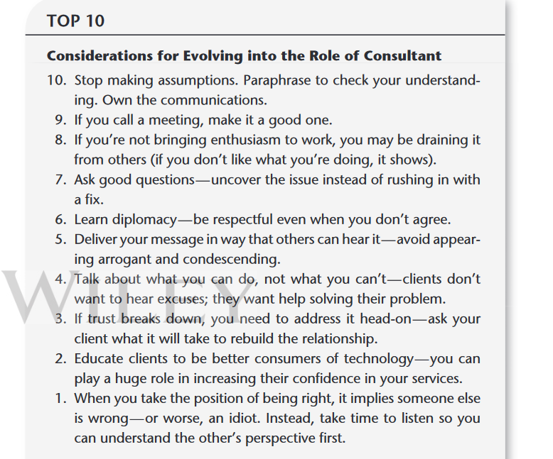 Read and reflect upon the Top Ten Considerations for Evolving into the