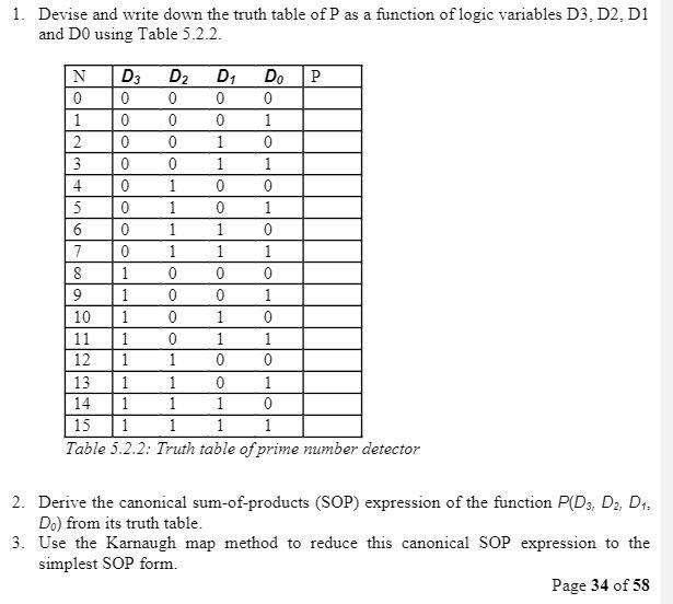 SOLVE ALL 4 QUESTIONS 1. Devise and write down the truth table