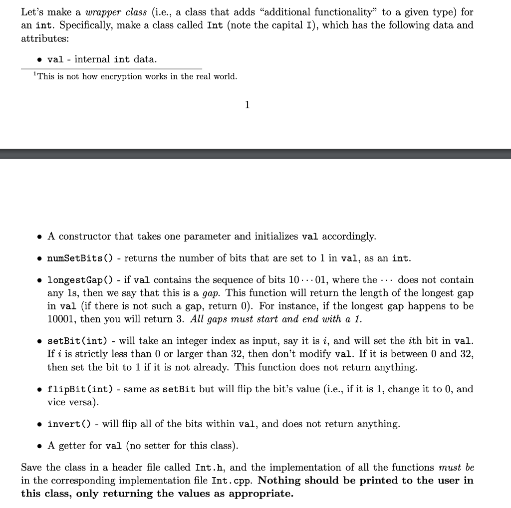  c++ code Let's make a wrapper class (i.e., a class that