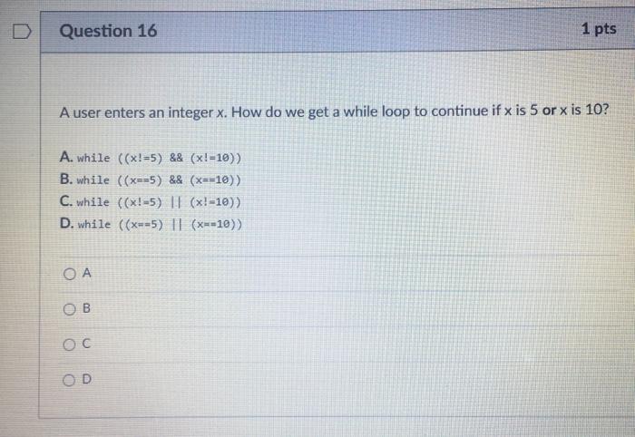  Which is the correct for C language coding Question 16 1