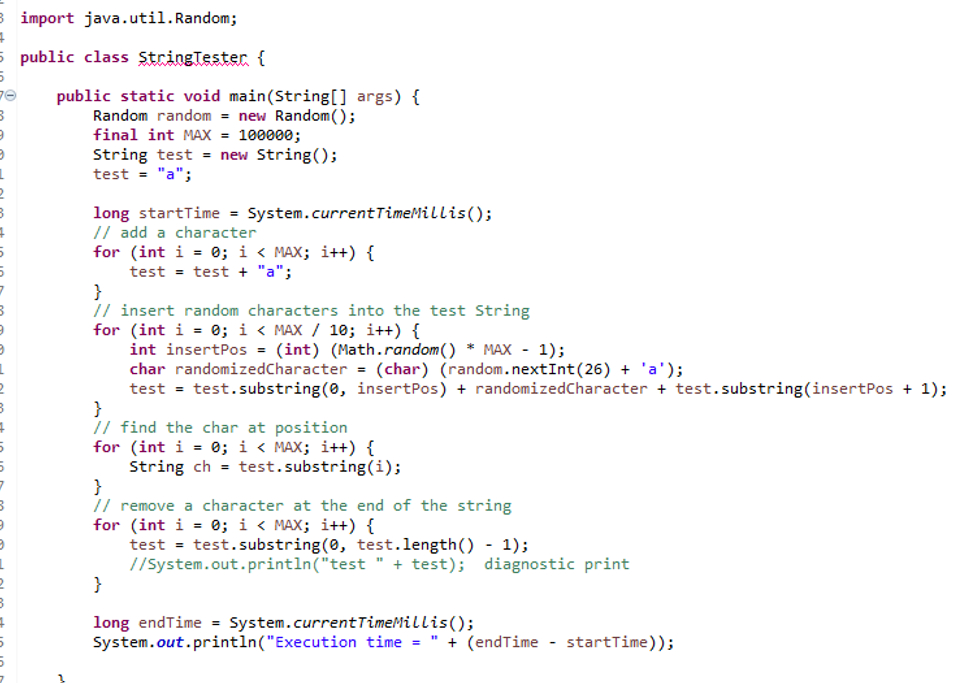  Program #3: StringBuilder program. Convert the following Java program from using