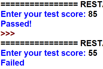 Write a Python program that asks user to enter his/her test score.