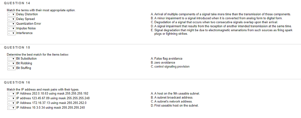1. For each item below, assign a layer from the five-layer Internet