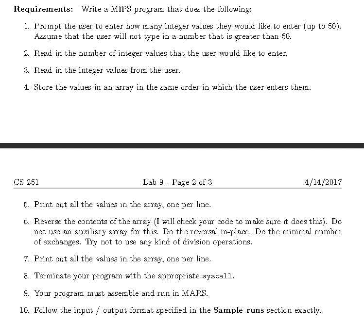 read in (up to) 50 integer values from the user, store them