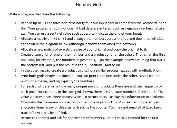  Coded in C++ Number Grid Write a program that does the