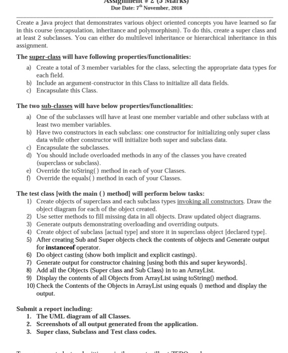  By using netbeans Due Date: 7h November, 2018 Create a Java