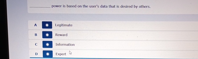  power is based on the user's data that is desired by