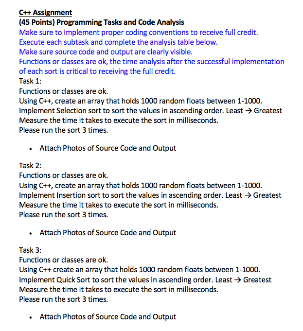 Please Use C++ to solve these tasks. Please Answer them As soon