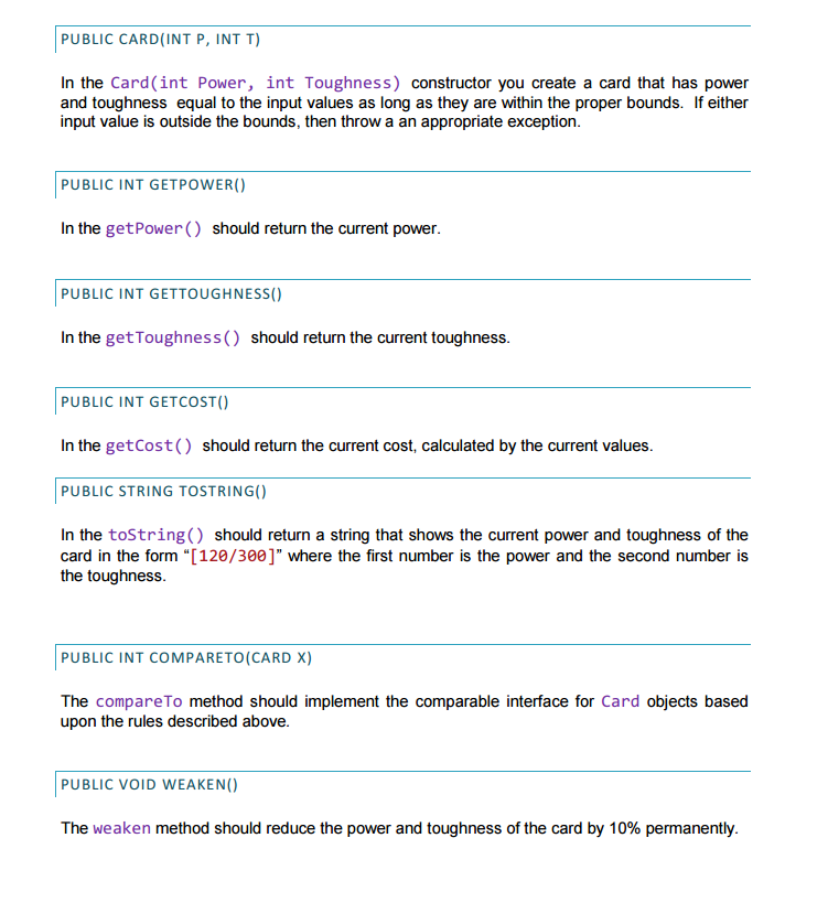 also includes polymorphism and class comparison. INSTRUCTIONS Your deliverable will be to